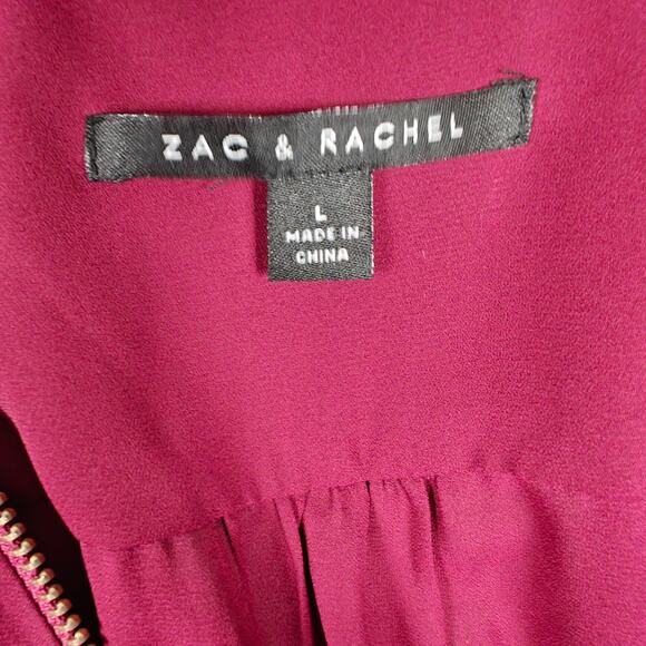 Zac & Rachel Maroon Long Sleeve Zip Front Blouse Top Size L NEW - Picture 5 of 8